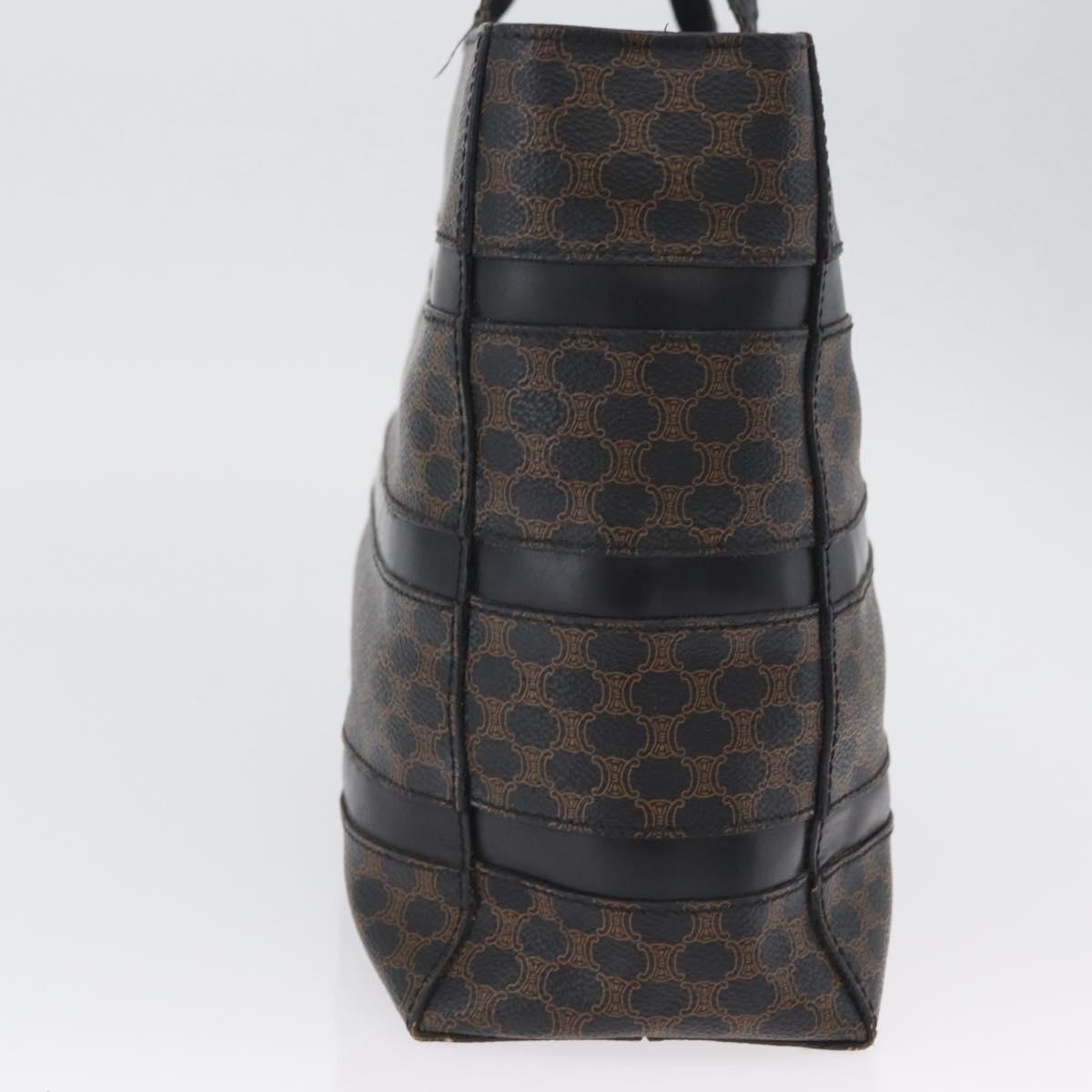 CELINE Macadam Canvas Hand Bag PVC Leather Black Gold Auth ka3121