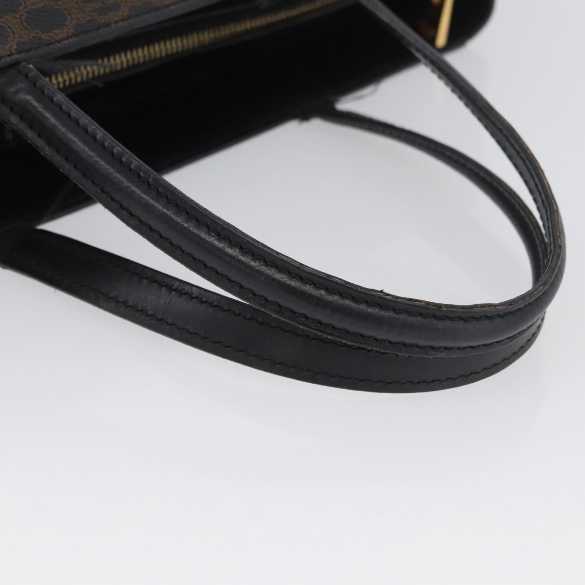 CELINE Macadam Canvas Hand Bag PVC Leather Black Gold Auth ka3121