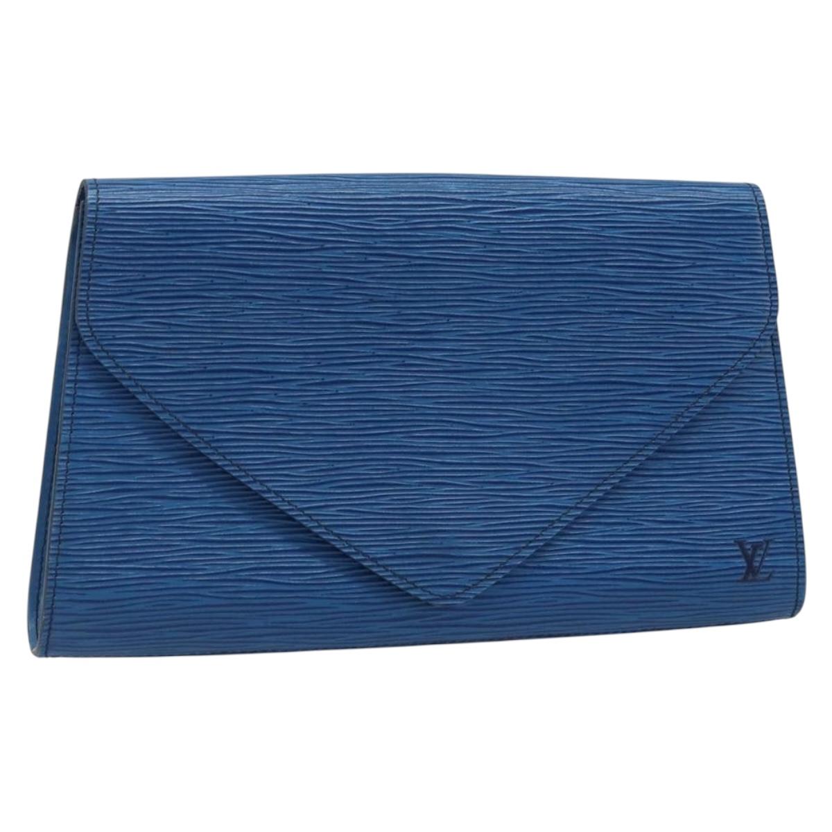 LOUIS VUITTON Epi Art Deco Clutch Bag Blue M52635 LV Auth ka3124