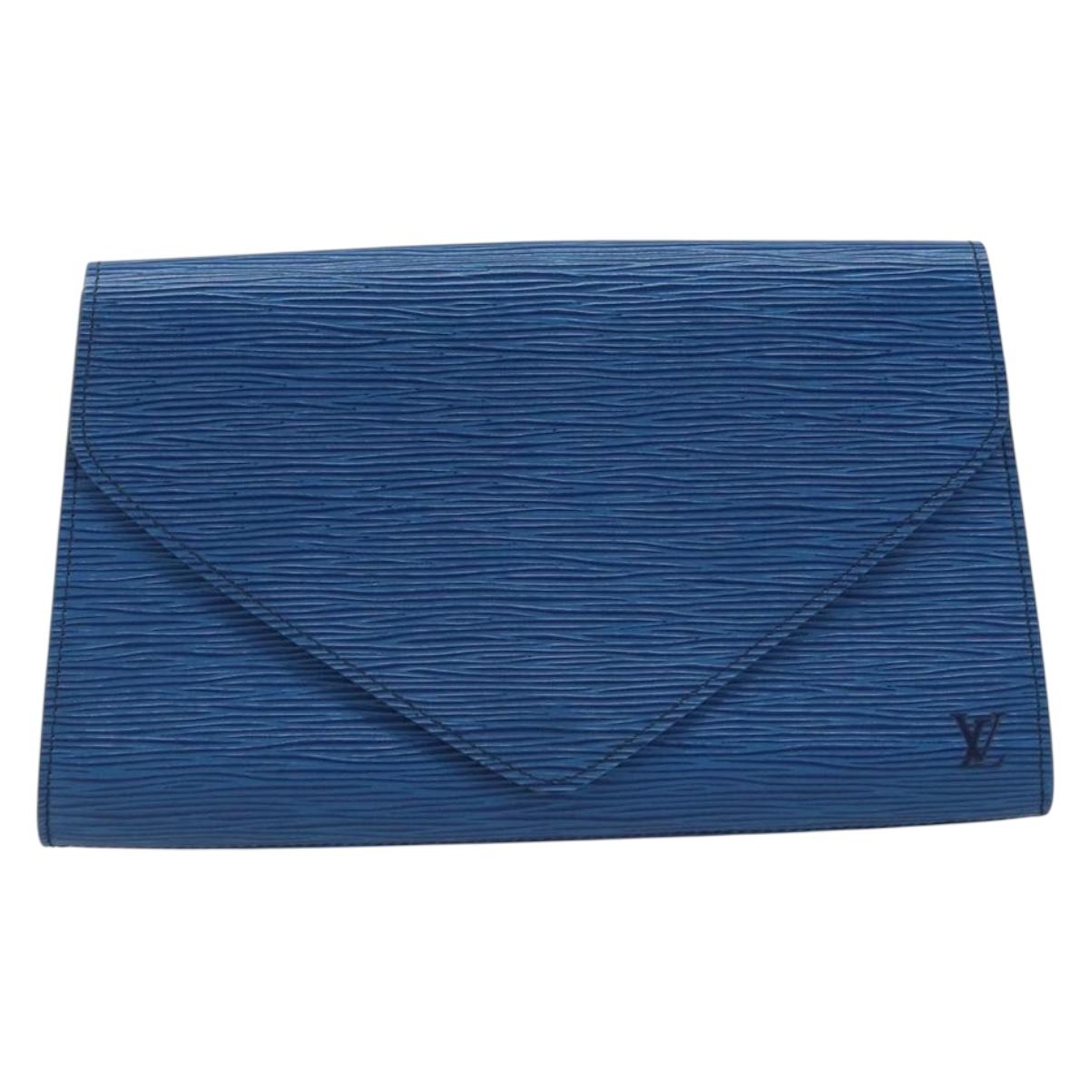 LOUIS VUITTON Epi Art Deco Clutch Bag Blue M52635 LV Auth ka3124
