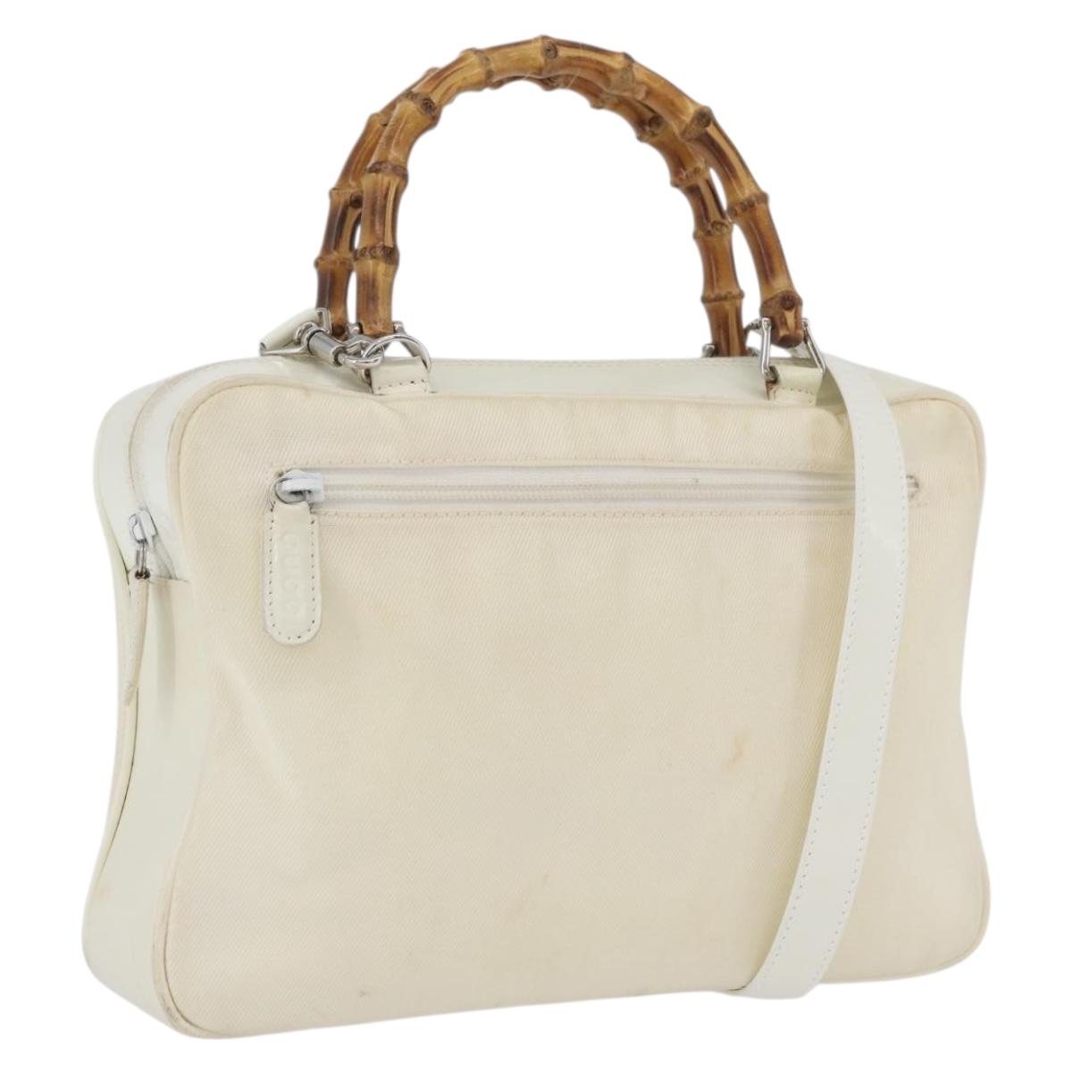 GUCCI Hand Bag Nylon 2way Silver White 000 2040 0538 Auth ka3126