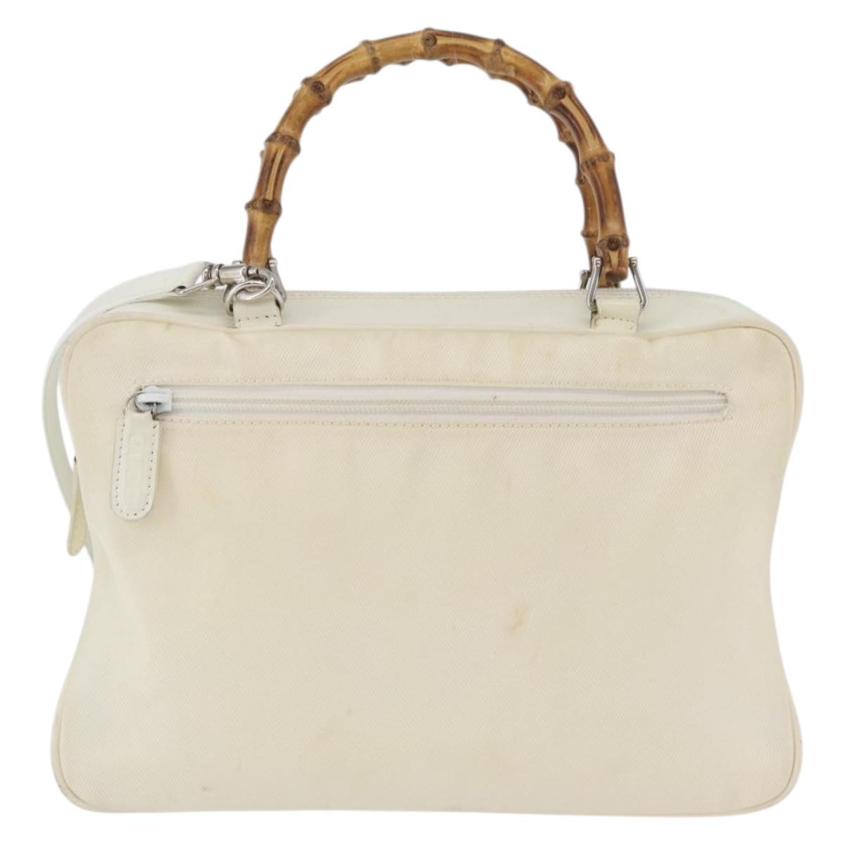 GUCCI Hand Bag Nylon 2way Silver White 000 2040 0538 Auth ka3126