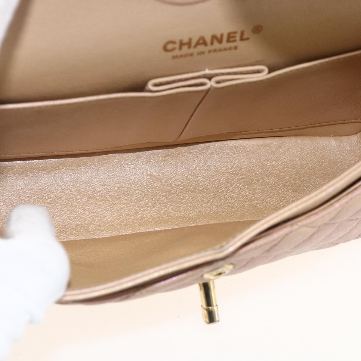 CHANEL Chain Matelasse Shoulder Bag Caviar Skin Pink Gold CC Auth ka3129SAV