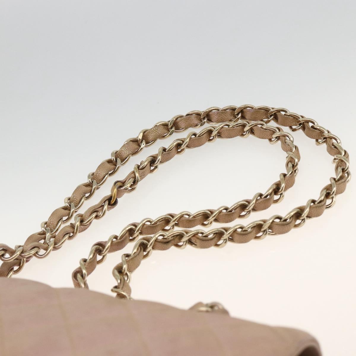 CHANEL Chain Matelasse Shoulder Bag Caviar Skin Pink Gold CC Auth ka3129SAV