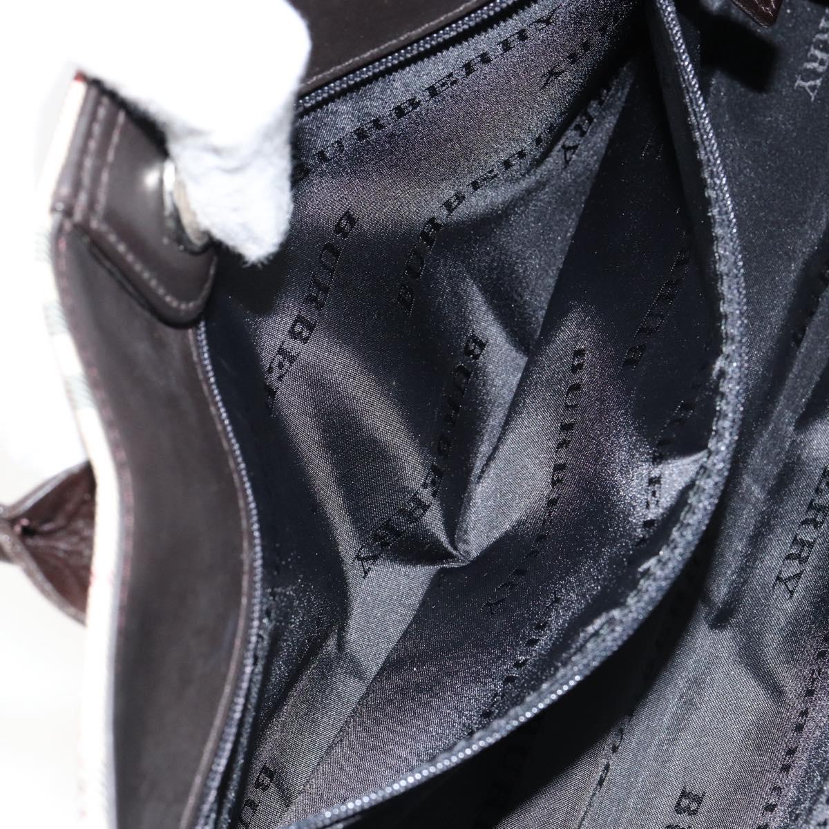 BURBERRY Nova Check Hand Bag Canvas Beige Silver Auth ka313