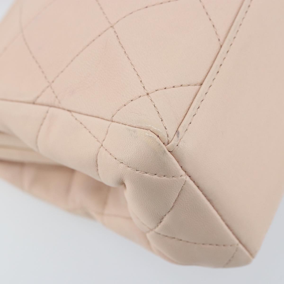 CHANEL Chain Matelasse Hand Bag Lamb Skin Pink Gold CC Auth ka3130SAV