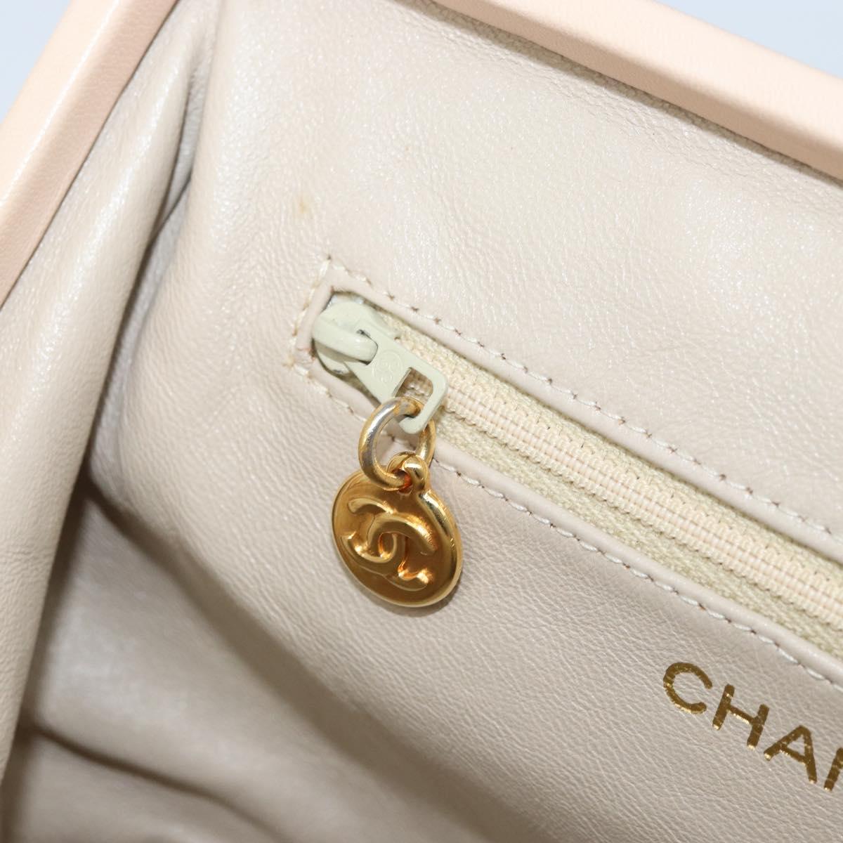 CHANEL Chain Matelasse Hand Bag Lamb Skin Pink Gold CC Auth ka3130SAV