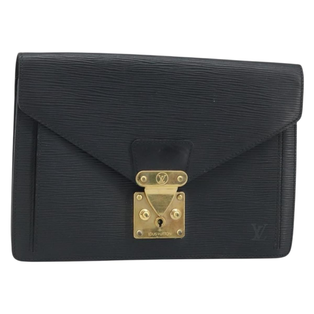 LOUIS VUITTON Epi Serie Dragonne Clutch Bag Black Noir M52612 LV Auth ka3132