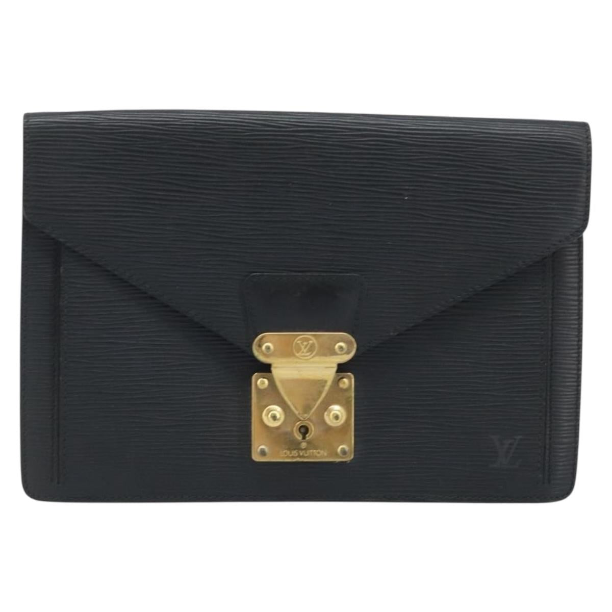 LOUIS VUITTON Epi Serie Dragonne Clutch Bag Black Noir M52612 LV Auth ka3132