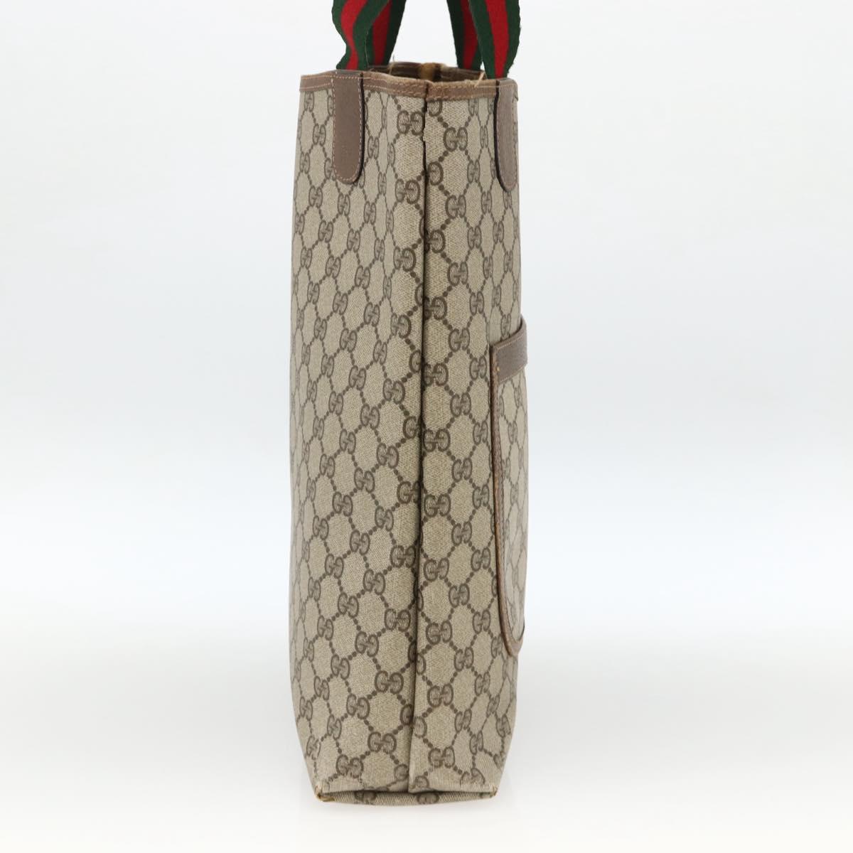 GUCCI GG Supreme Web Sherry Line Tote Bag PVC Beige Red 39 02 003 Auth ka3135