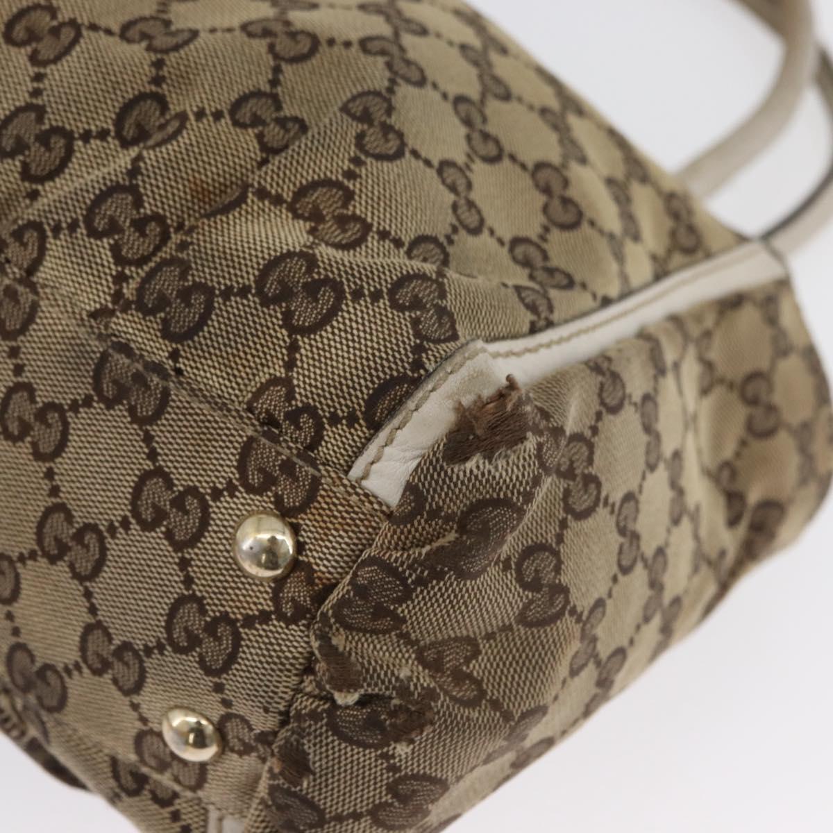 GUCCI GG Canvas Shoulder Bag Beige Gold 189831 Auth ka3136