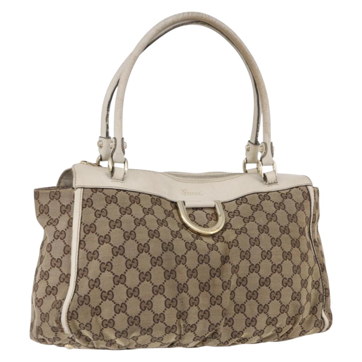GUCCI GG Canvas Shoulder Bag Beige Gold 189831 Auth ka3136