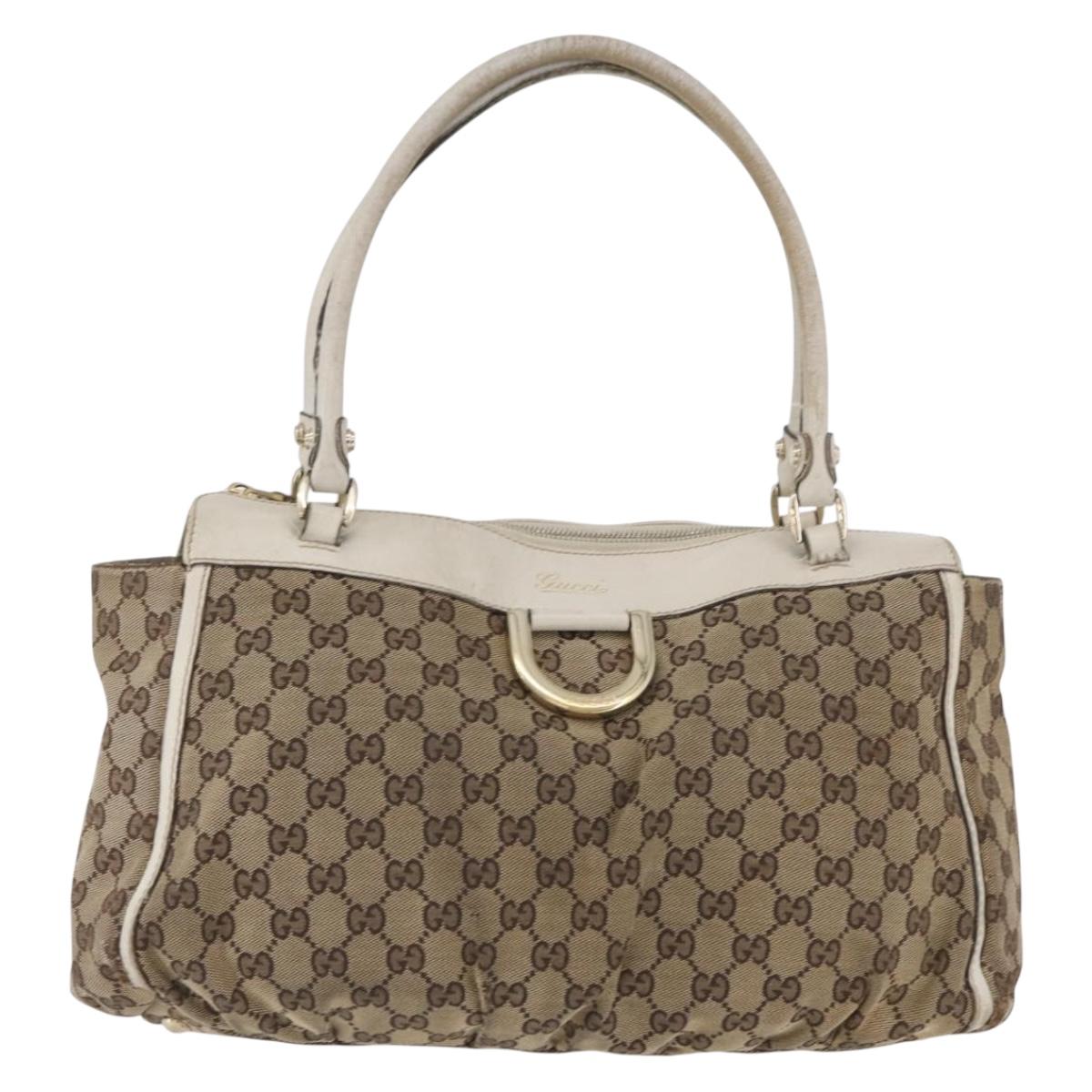 GUCCI GG Canvas Shoulder Bag Beige Gold 189831 Auth ka3136