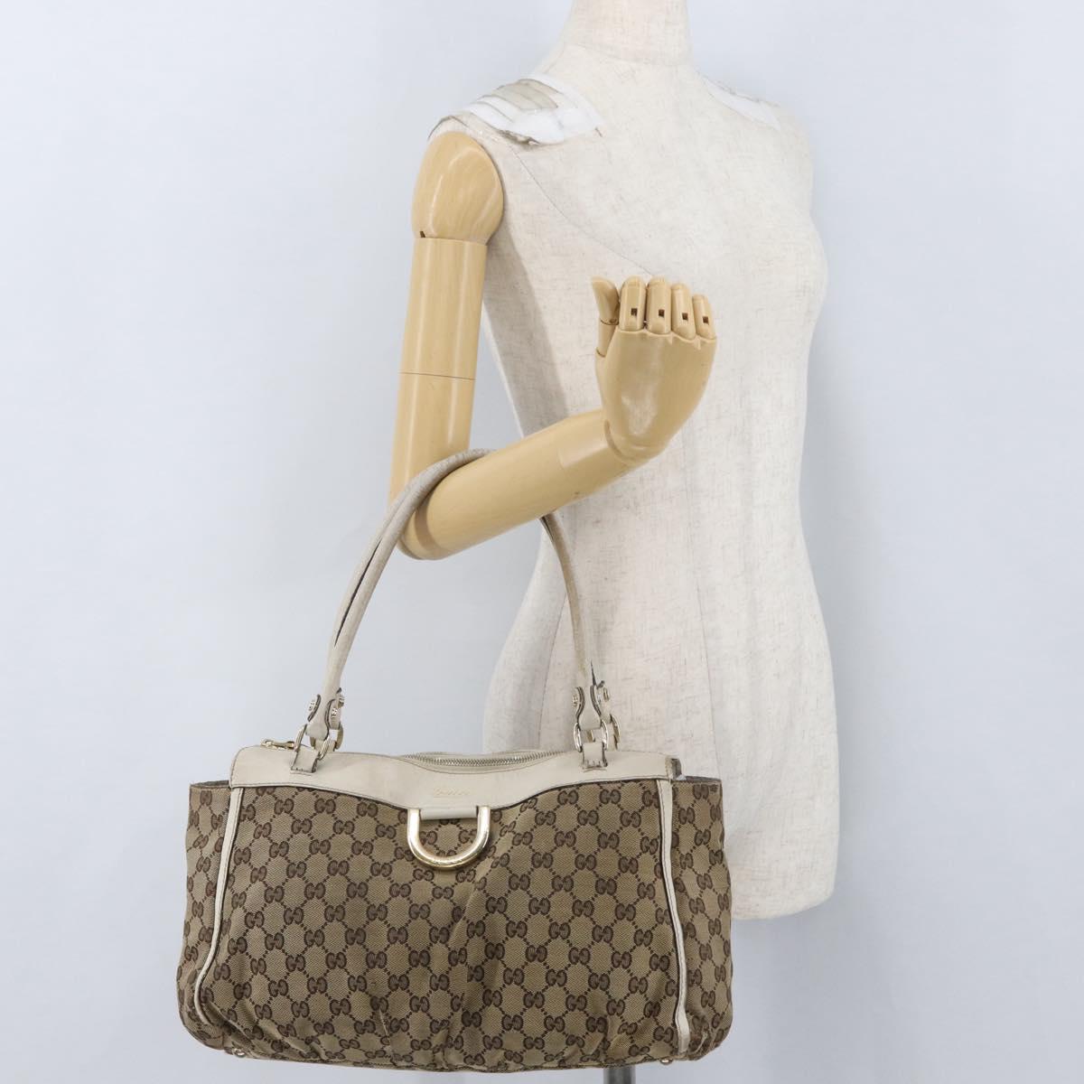 GUCCI GG Canvas Shoulder Bag Beige Gold 189831 Auth ka3136