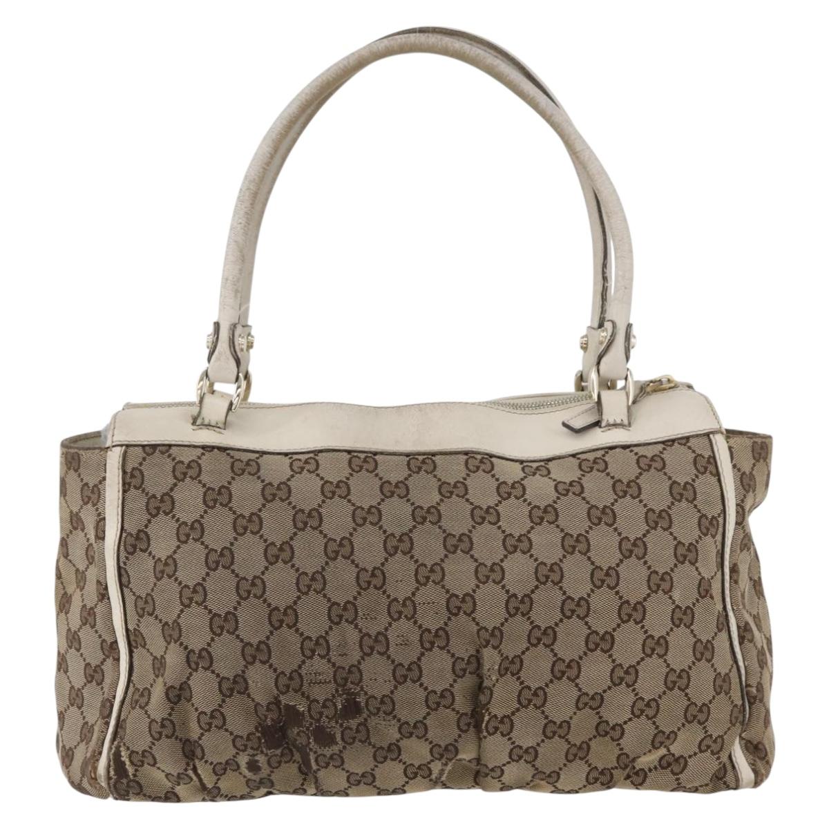GUCCI GG Canvas Shoulder Bag Beige Gold 189831 Auth ka3136