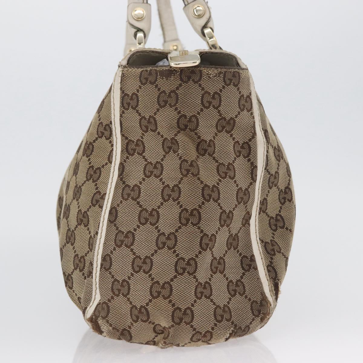 GUCCI GG Canvas Shoulder Bag Beige Gold 189831 Auth ka3136