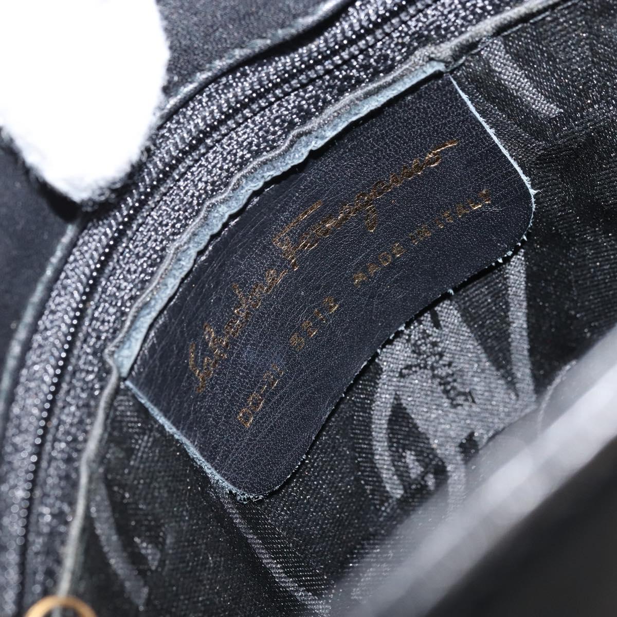 Salvatore Ferragamo Shoulder Bag Leather Black Gold Auth ka3137A