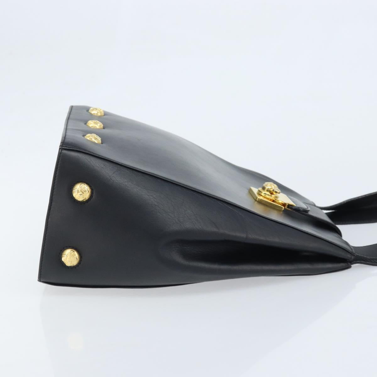 Salvatore Ferragamo Shoulder Bag Leather Black Gold Auth ka3137A