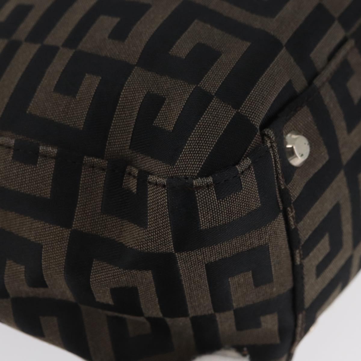 GIVENCHY Hand Bag Canvas Black Brown Auth ka3138