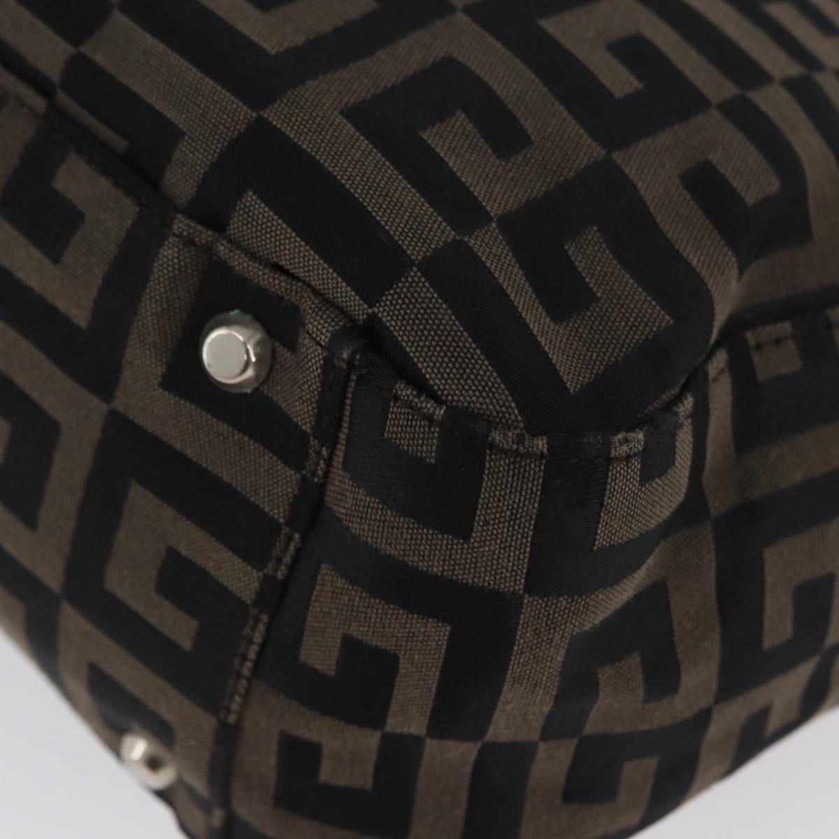 GIVENCHY Hand Bag Canvas Black Brown Auth ka3138
