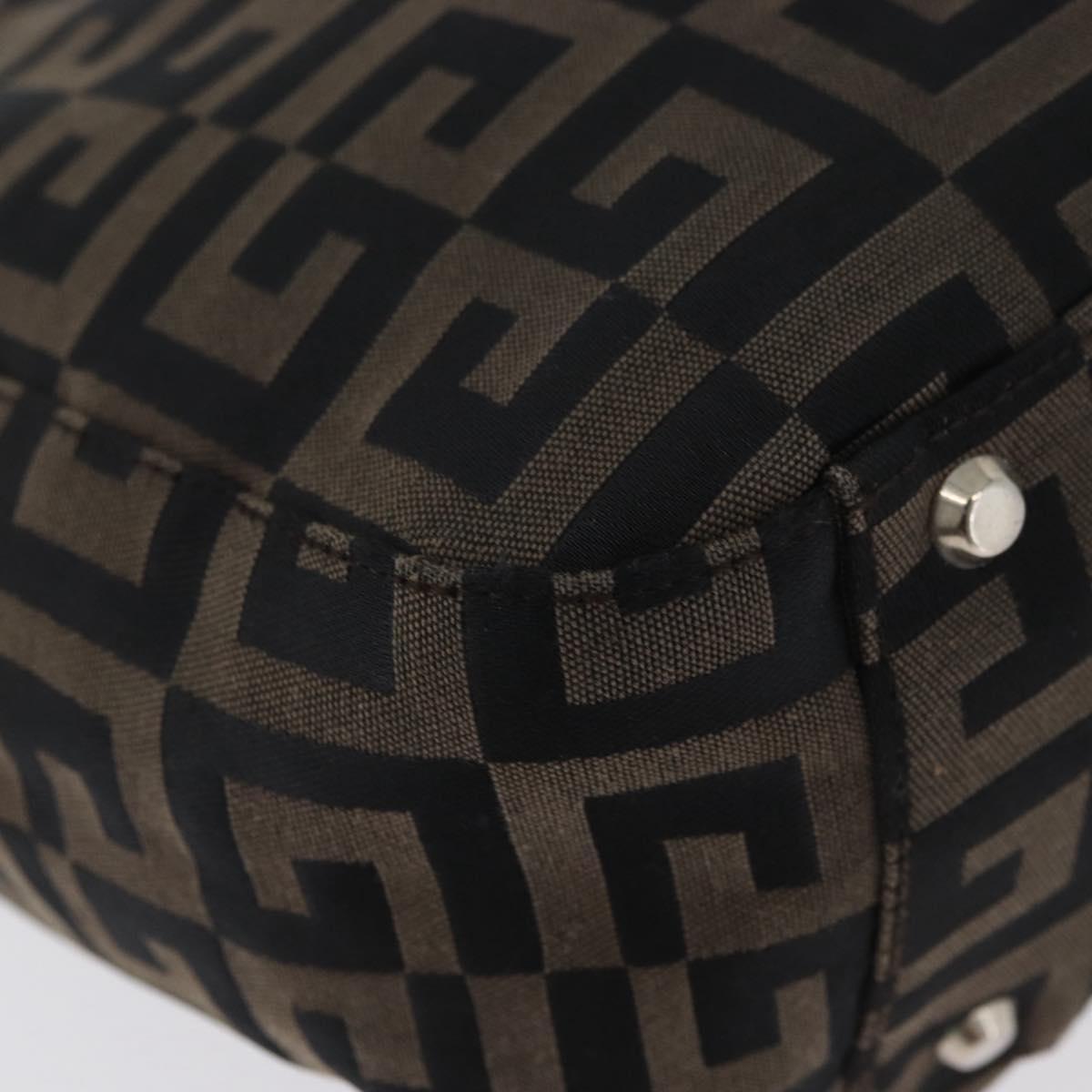 GIVENCHY Hand Bag Canvas Black Brown Auth ka3138