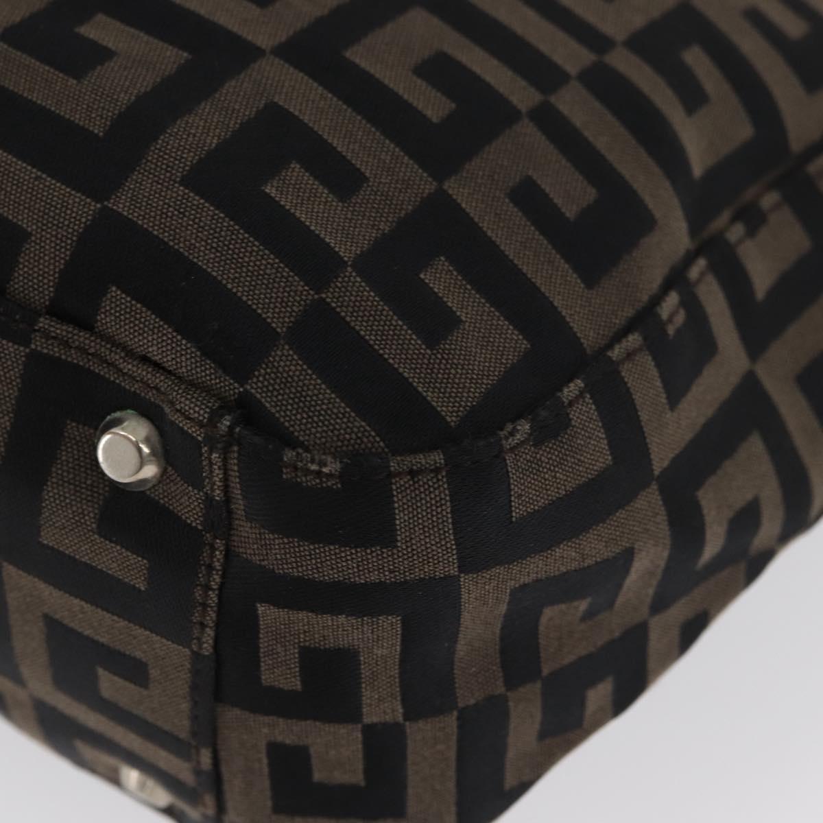 GIVENCHY Hand Bag Canvas Black Brown Auth ka3138