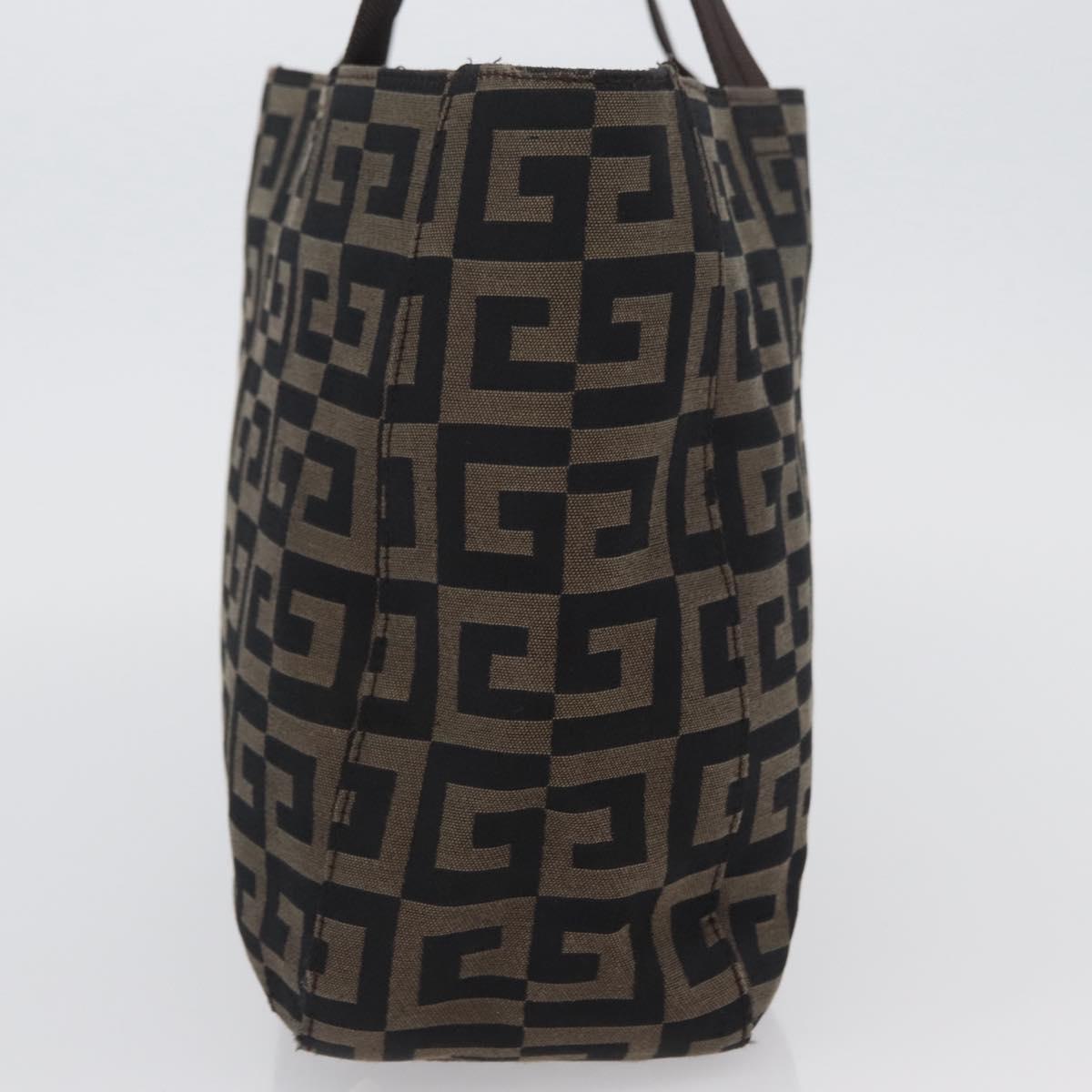 GIVENCHY Hand Bag Canvas Black Brown Auth ka3138