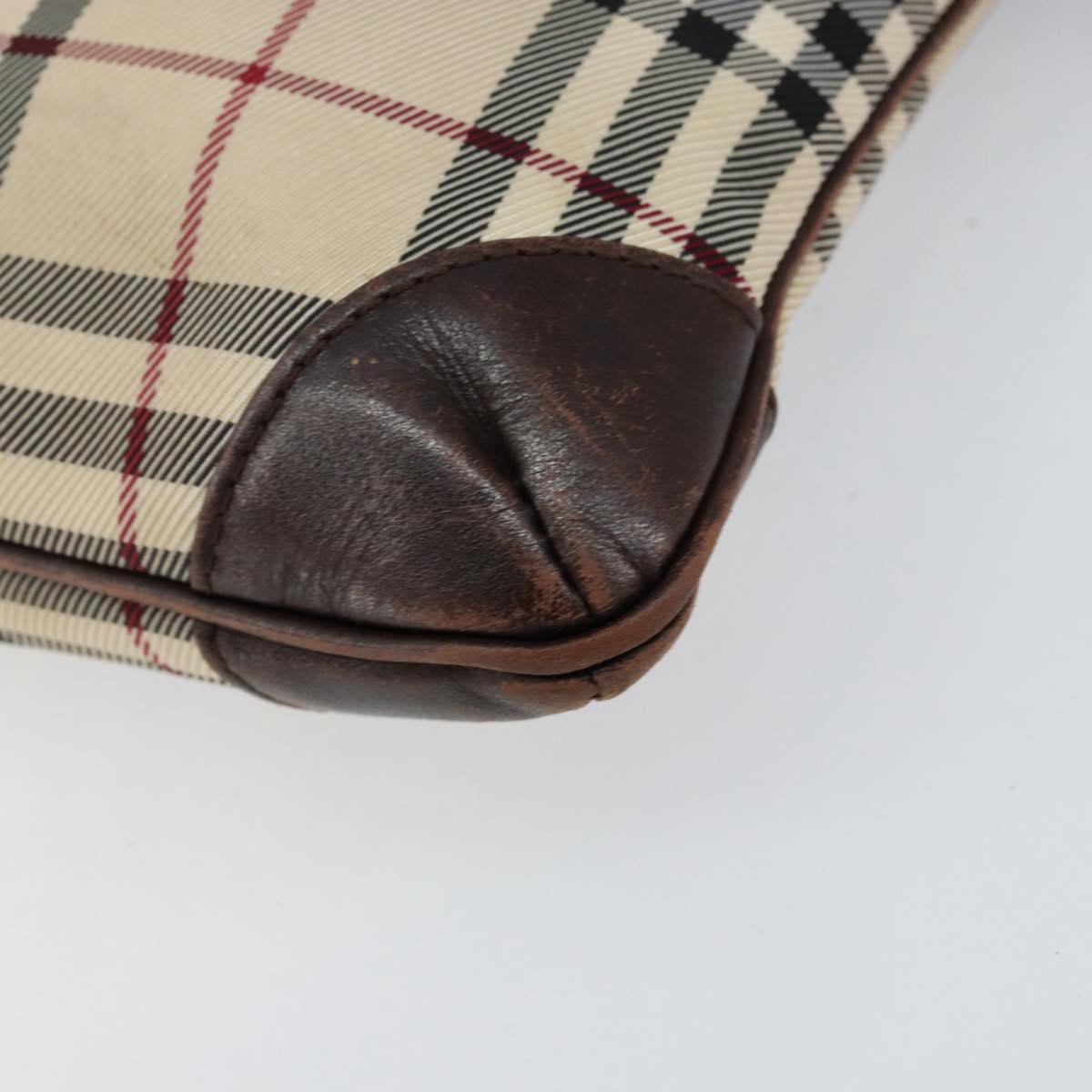 BURBERRY Nova Check Shoulder Bag Nylon Beige Silver Auth ka314