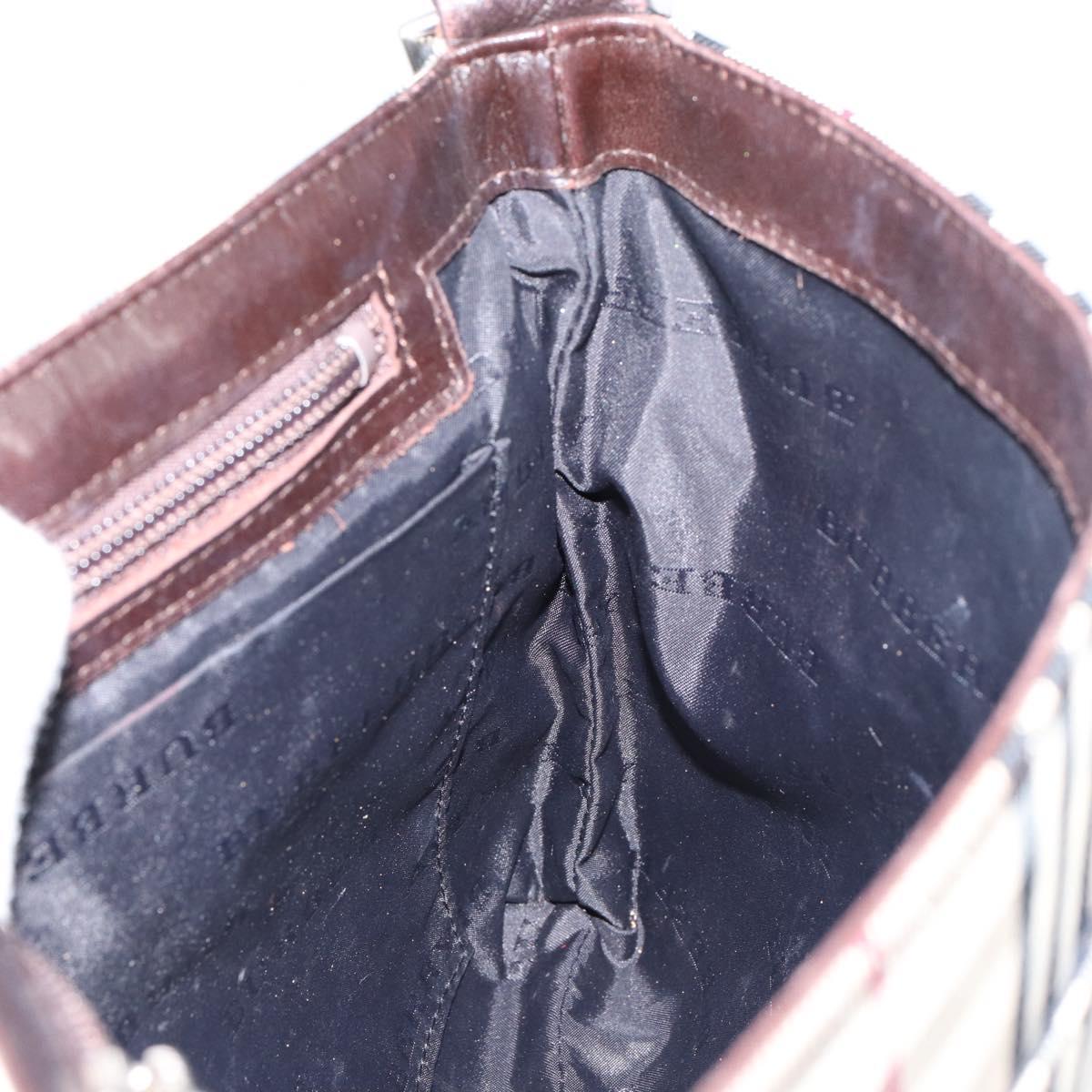 BURBERRY Nova Check Shoulder Bag Nylon Beige Silver Auth ka314