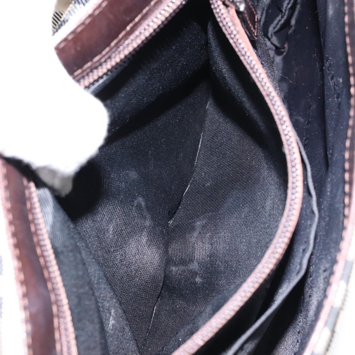 BURBERRY Nova Check Shoulder Bag Nylon Beige Silver Auth ka314