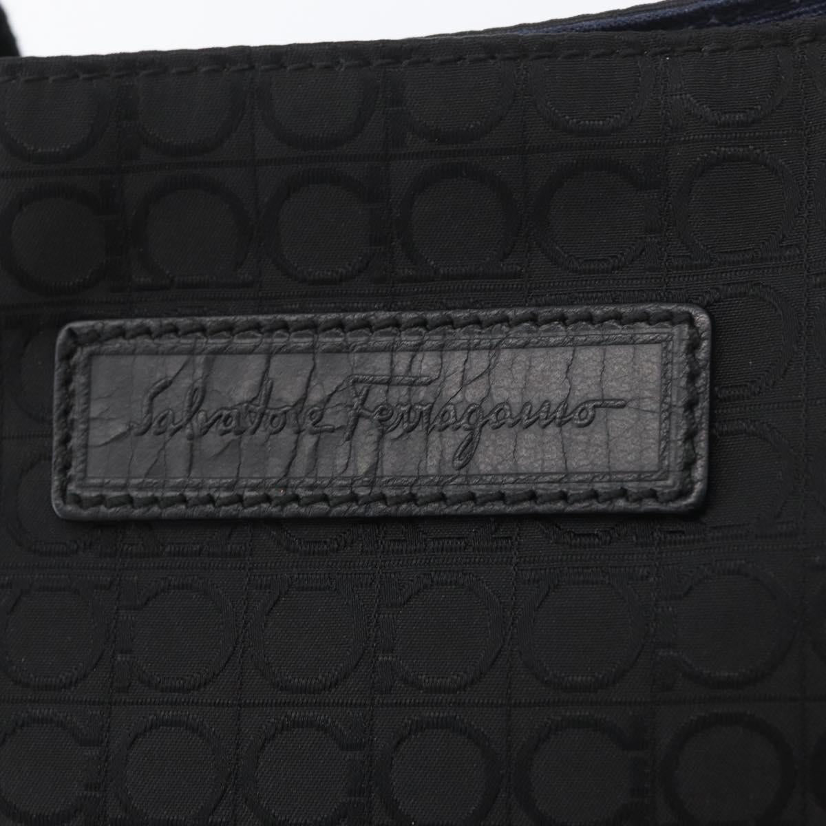 Salvatore Ferragamo Shoulder Bag Canvas Black Silver Auth ka3140