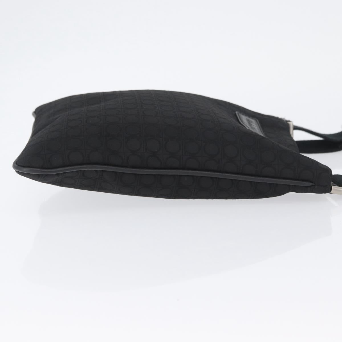 Salvatore Ferragamo Shoulder Bag Canvas Black Silver Auth ka3140