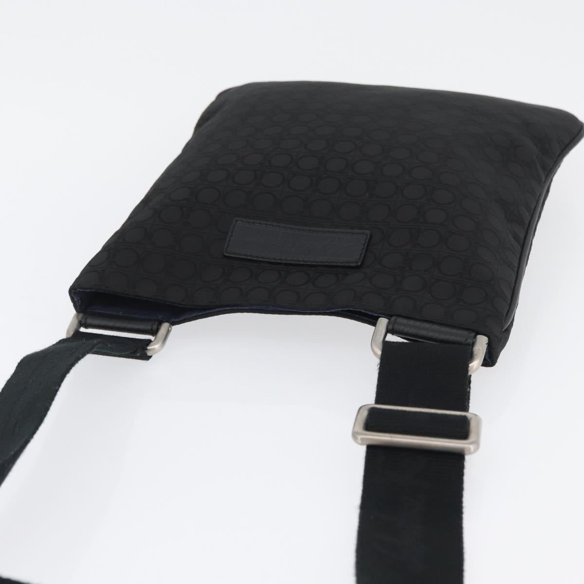 Salvatore Ferragamo Shoulder Bag Canvas Black Silver Auth ka3140