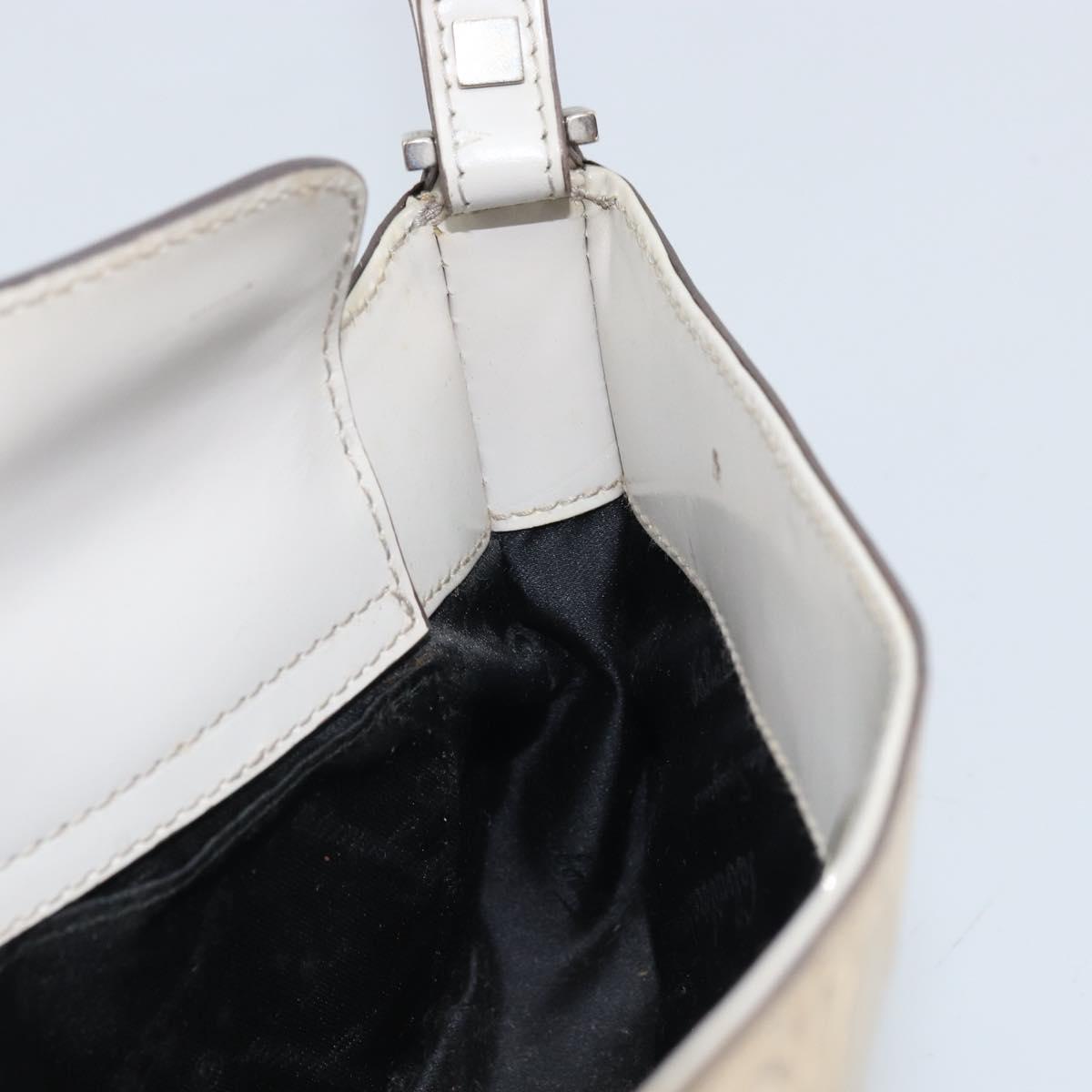 Salvatore Ferragamo Shoulder Bag Leather Beige Silver Auth ka3141
