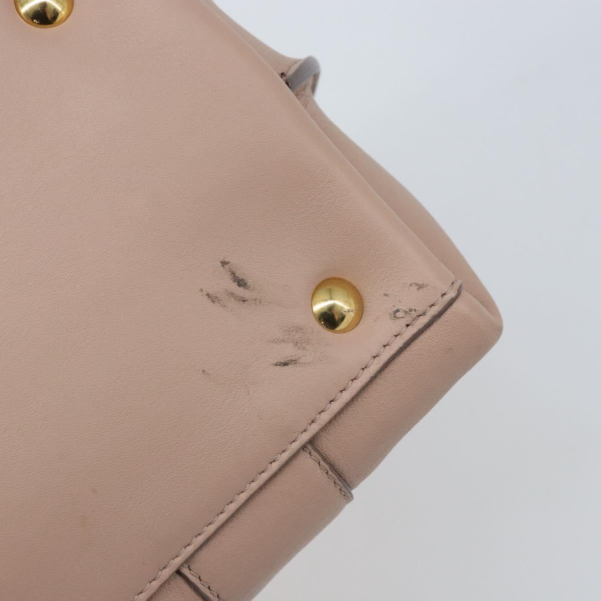 Salvatore Ferragamo Gancini Hand Bag Leather 2way Beige Gold Auth ka3143A