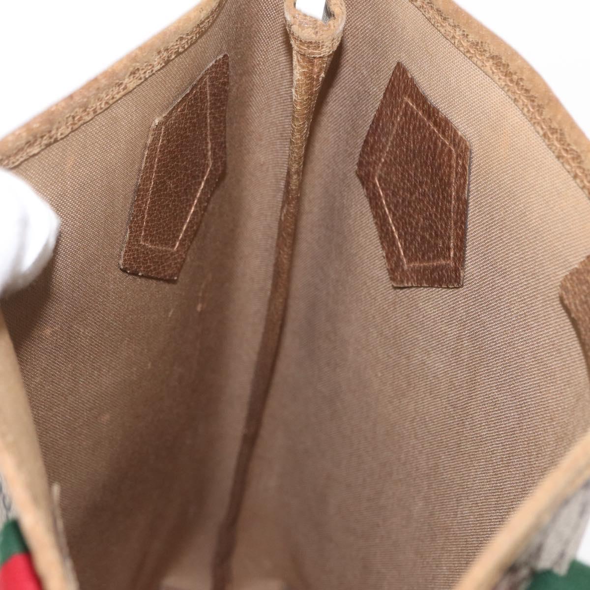 GUCCI GG Plus Supreme Web Sherry Line Tote Bag PVC Beige Red Green Auth ka315