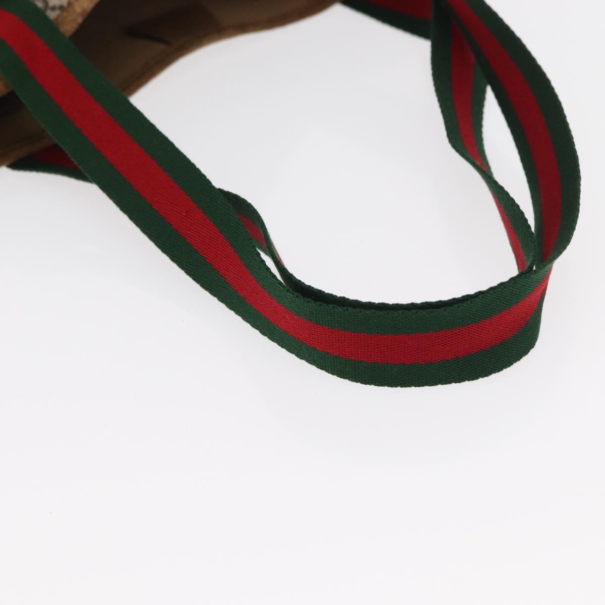 GUCCI GG Plus Supreme Web Sherry Line Tote Bag PVC Beige Red Green Auth ka315