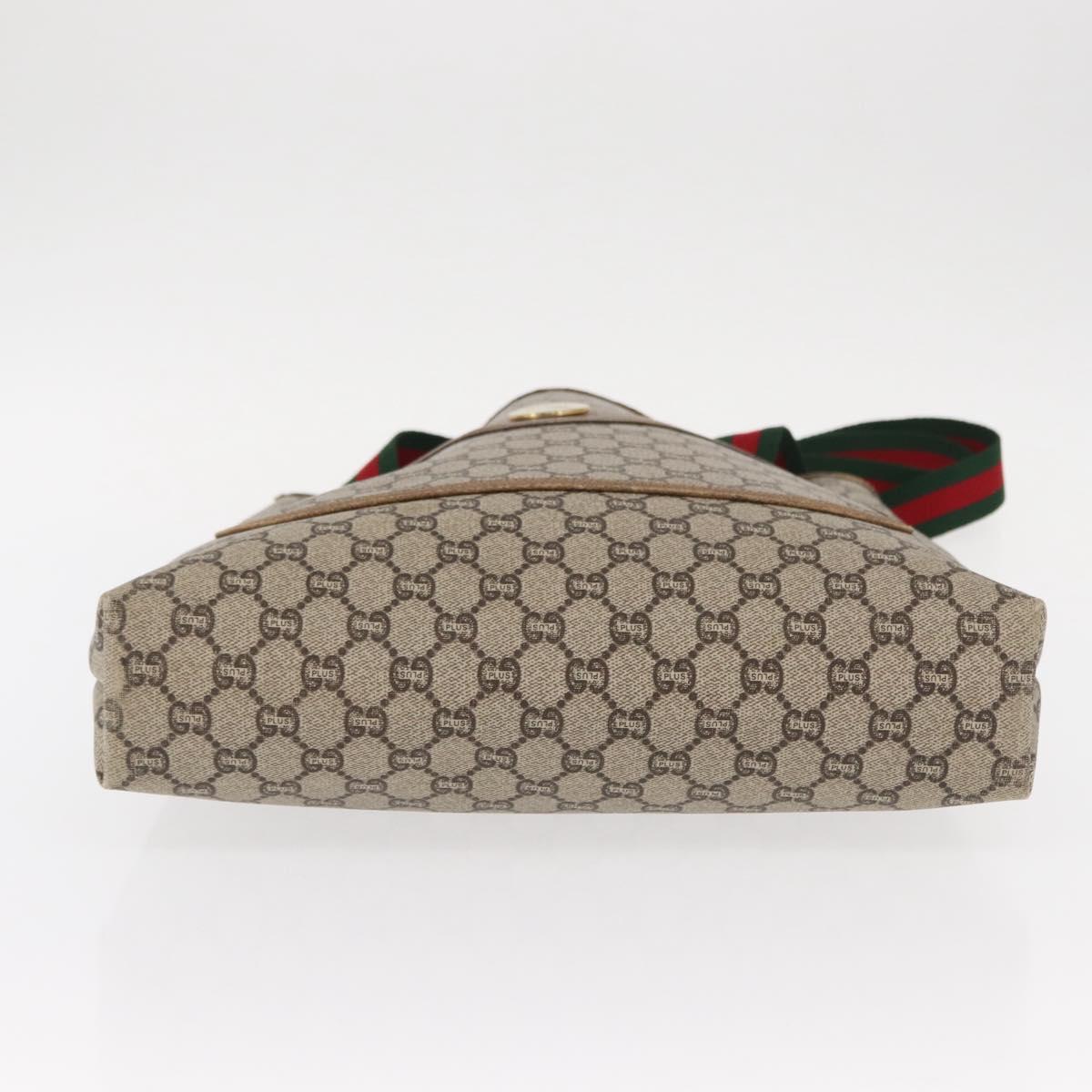 GUCCI GG Plus Supreme Web Sherry Line Tote Bag PVC Beige Red Green Auth ka315