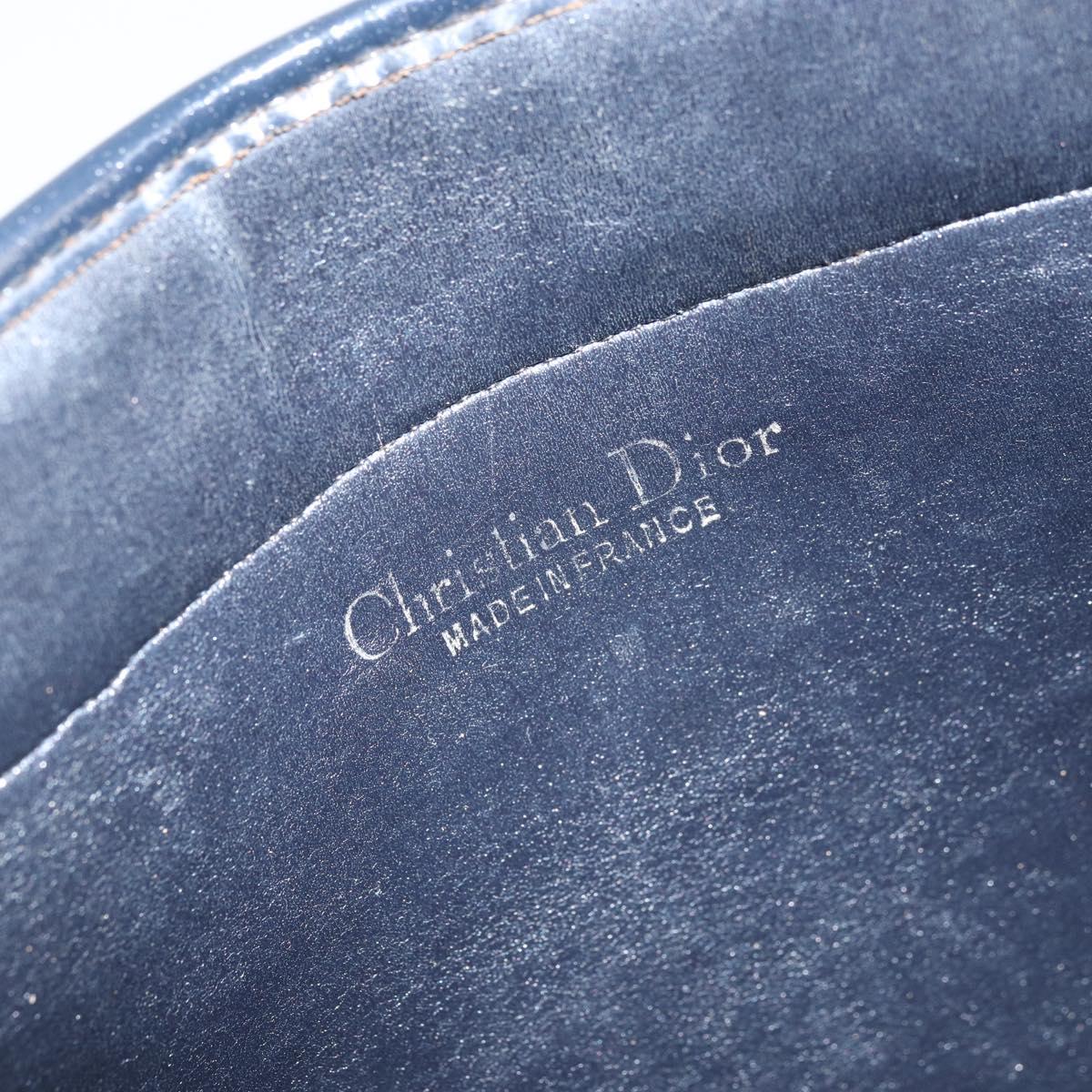 Christian Dior Trotter Canvas Clutch Bag Navy Gold Auth ka3155