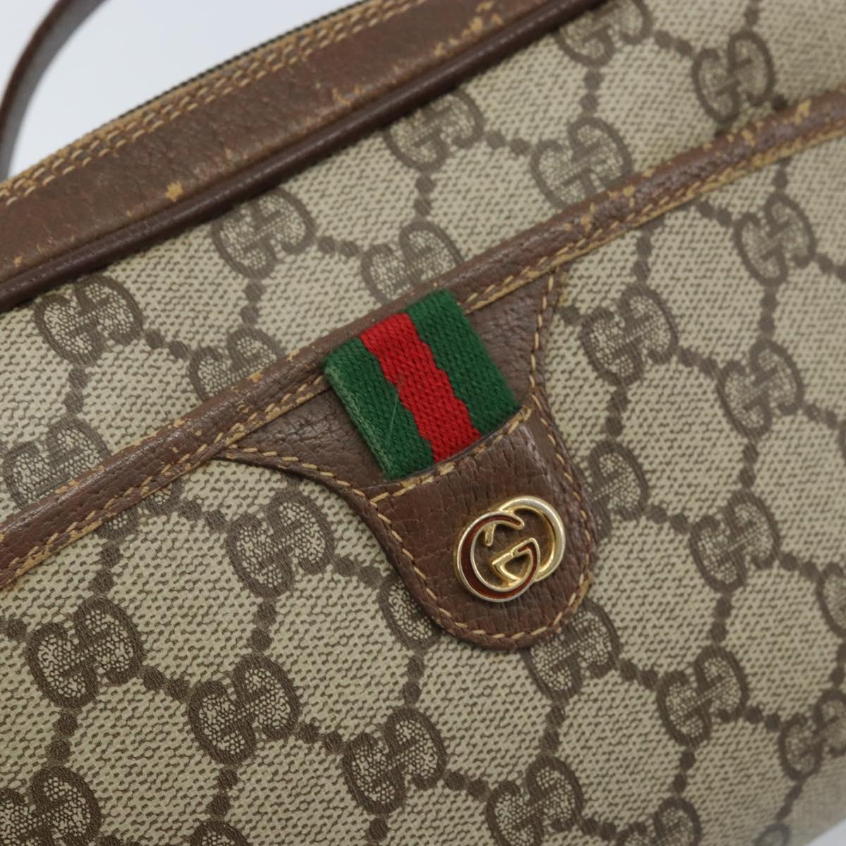 GUCCI GG Supreme Web Sherry Line Shoulder Bag PVC Beige 116 02 089 Auth ka3157