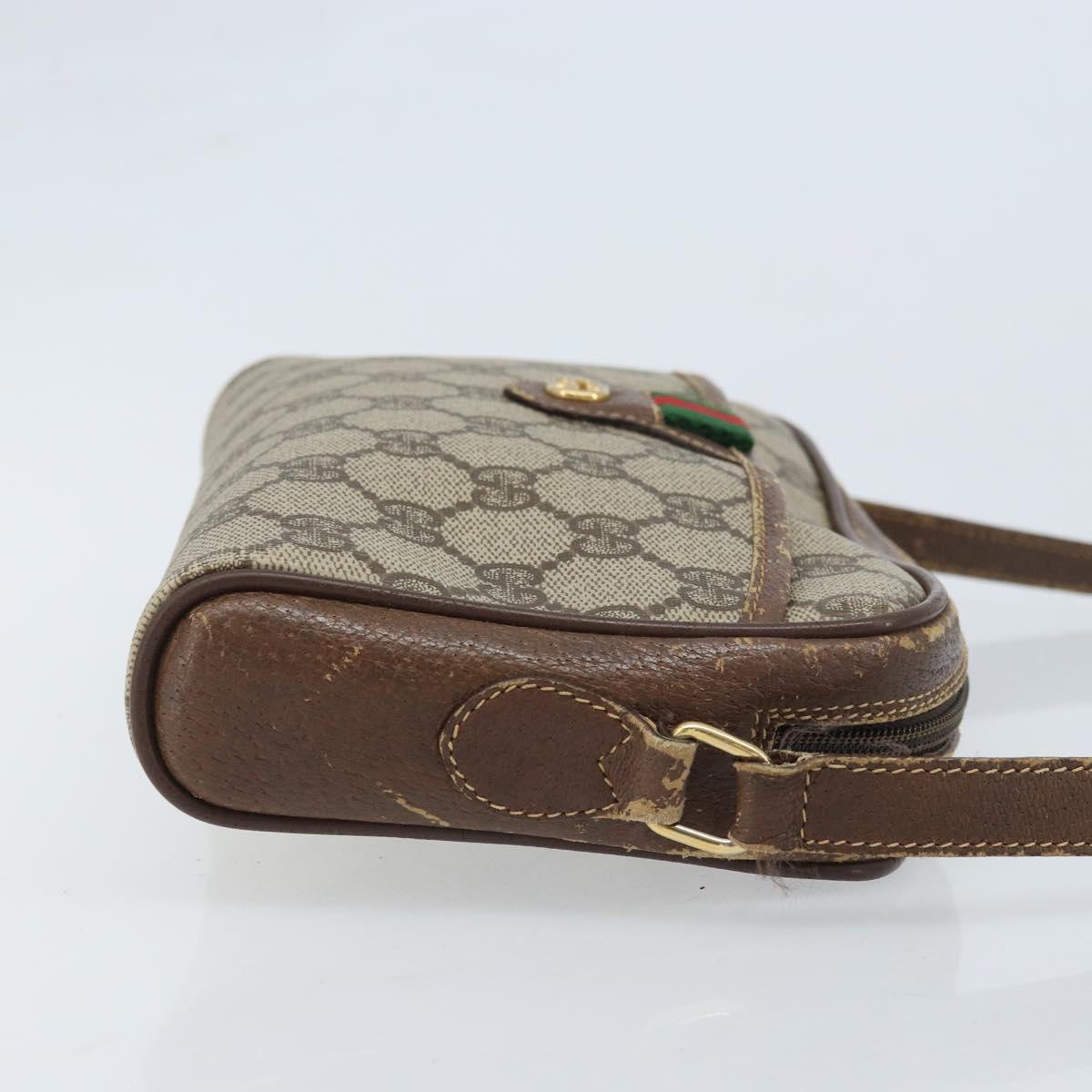 GUCCI GG Supreme Web Sherry Line Shoulder Bag PVC Beige 116 02 089 Auth ka3157