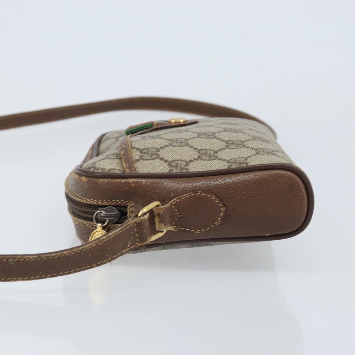 GUCCI GG Supreme Web Sherry Line Shoulder Bag PVC Beige 116 02 089 Auth ka3157