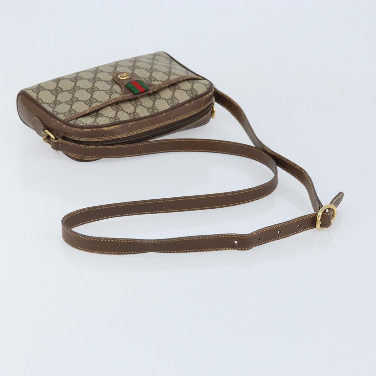 GUCCI GG Supreme Web Sherry Line Shoulder Bag PVC Beige 116 02 089 Auth ka3157