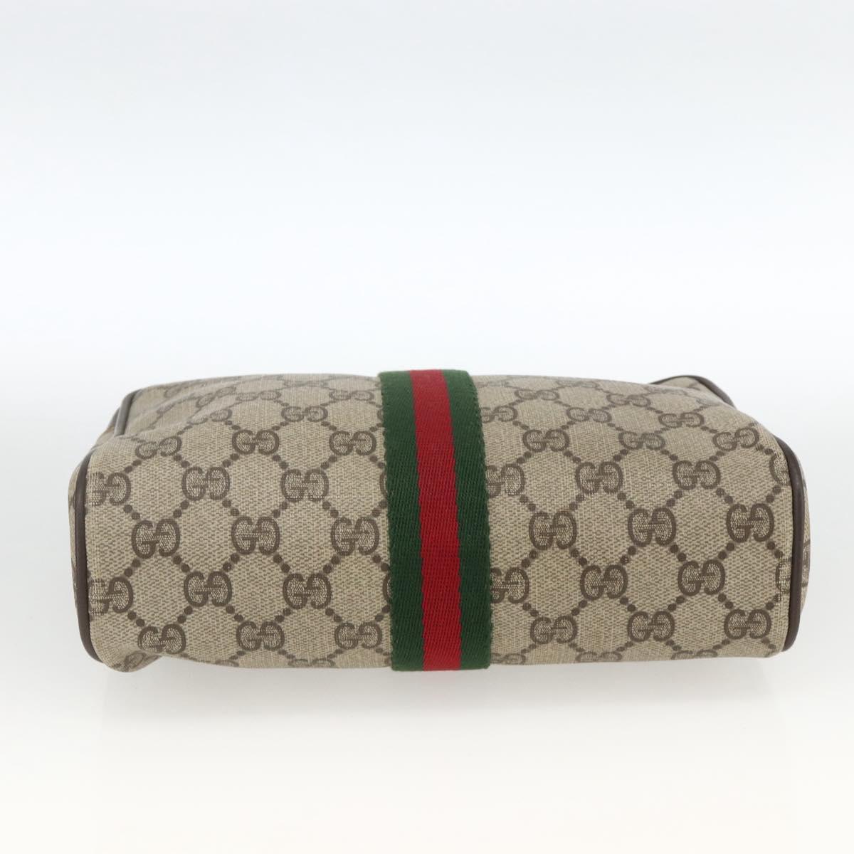 GUCCI GG Supreme Web Sherry Line Clutch Bag PVC Beige Red 010 378 Auth ka3160