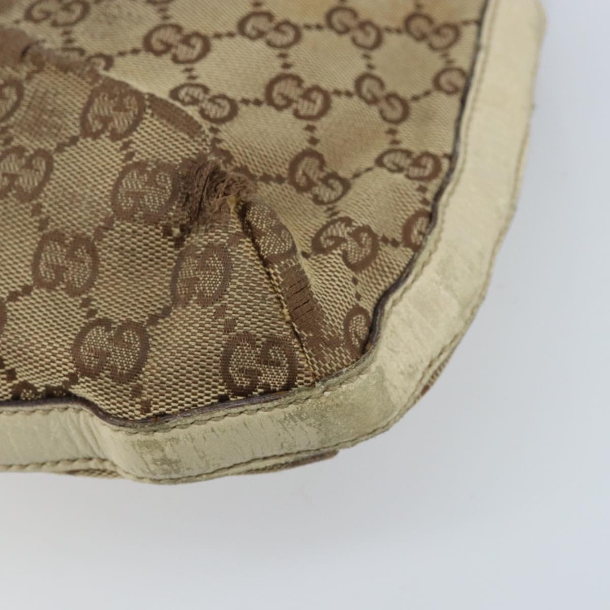 GUCCI GG Canvas Shoulder Bag Gold Beige 137388 Auth ka3169