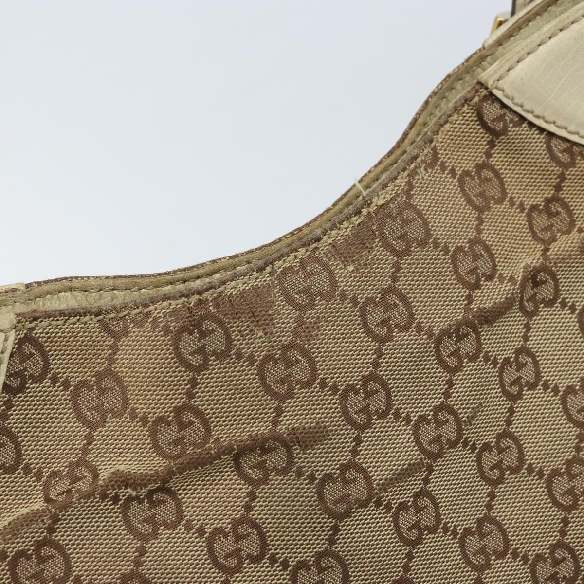 GUCCI GG Canvas Shoulder Bag Gold Beige 137388 Auth ka3169