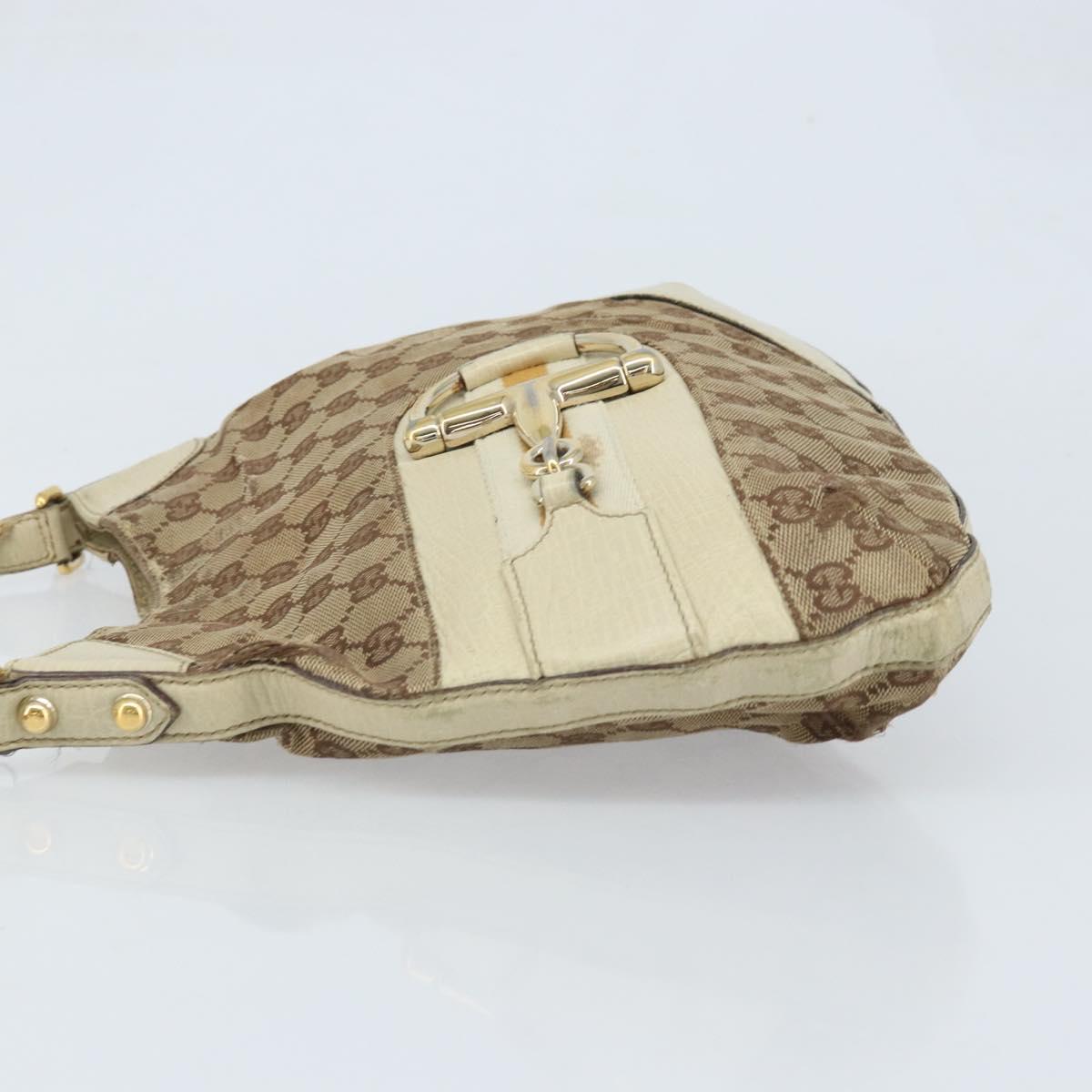GUCCI GG Canvas Shoulder Bag Gold Beige 137388 Auth ka3169