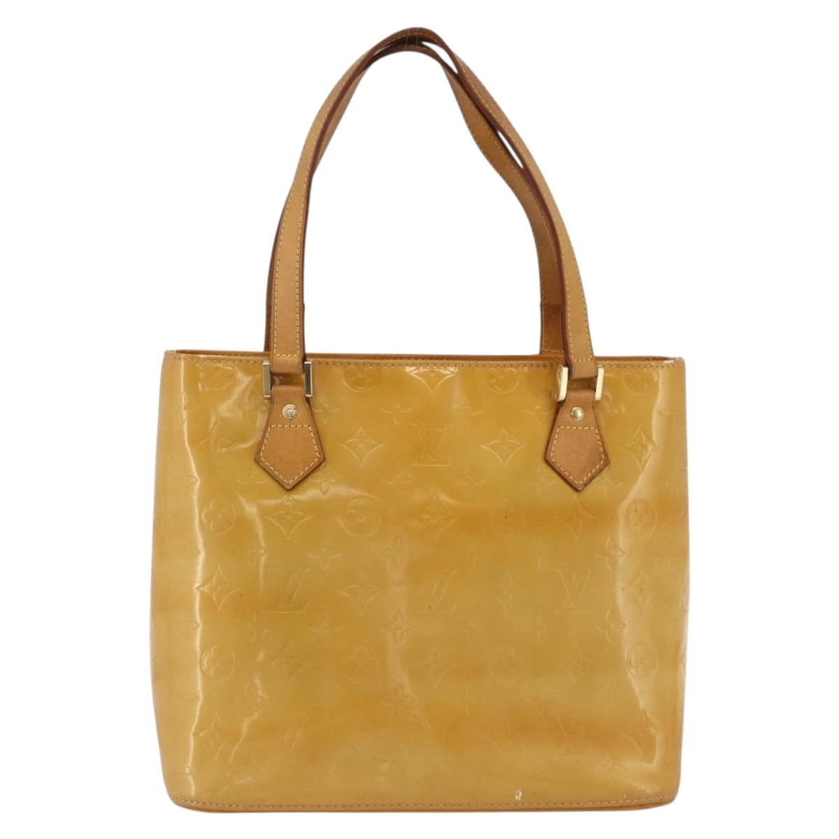 LOUIS VUITTON Monogram Vernis Houston Hand Bag Beige M91004 LV Auth ka3171