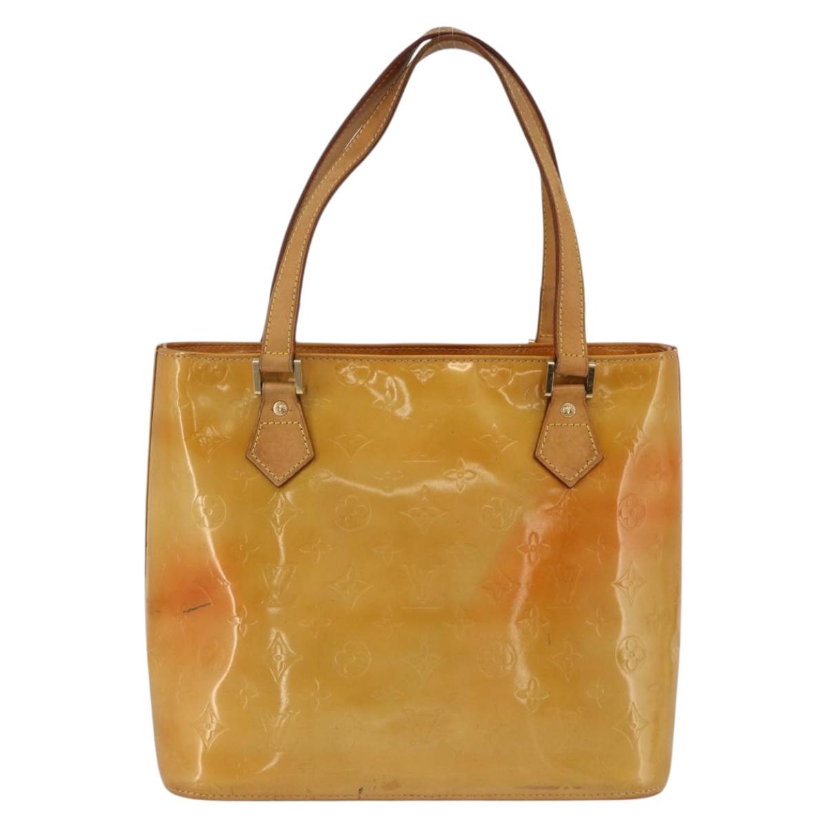 LOUIS VUITTON Monogram Vernis Houston Hand Bag Beige M91004 LV Auth ka3171