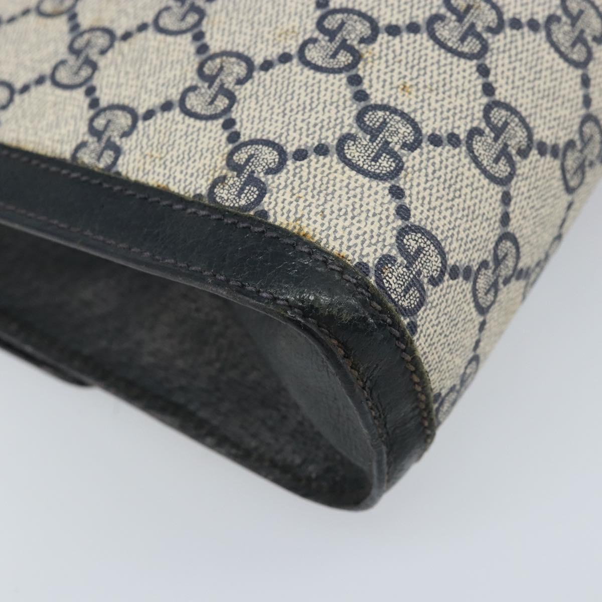 GUCCI GG Supreme Sherry Line Clutch Bag PVC Navy Gold Red 89 01 006 Auth ka3173
